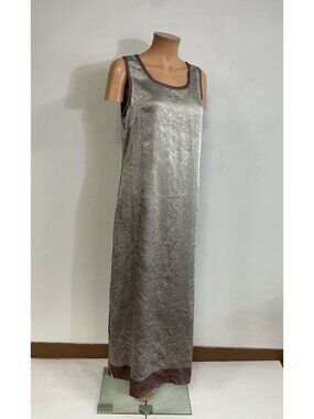 Karavan Satin Indie Maxi Dress Slip Embroidered Womens Medium